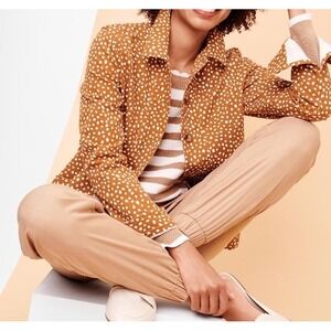 LOFT outlet Women Jacket Sz Large Polka Dot Button Up Stretch Blazer